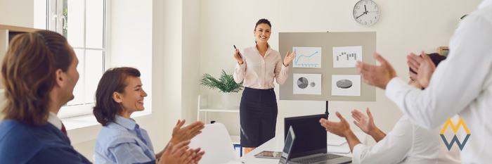 Business woman leading a meeting